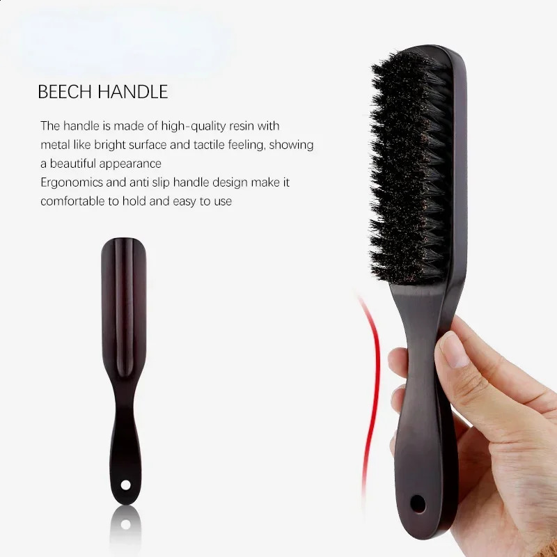 Men Beard Brush Wood Handle Boar Bristle Moustache Cleaning Brush Hairdressing Anti Static Barber Hair Styling Comb Shaving Tool 241225