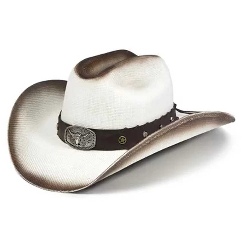 2024 New Summer Cowboy Hat Double Dome 10cm Brim Mens and Womens Western Cowboy Hat Sun Protection Sombrero Homb W241225