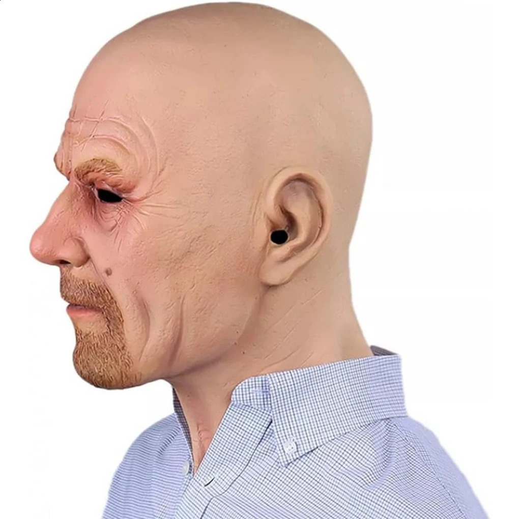 Scary Headgear Full Face Upper Body Party Prop Mr. white Adults 3D Simulation Latex Halloween Handsome Man Spoof Funny Mask 241225