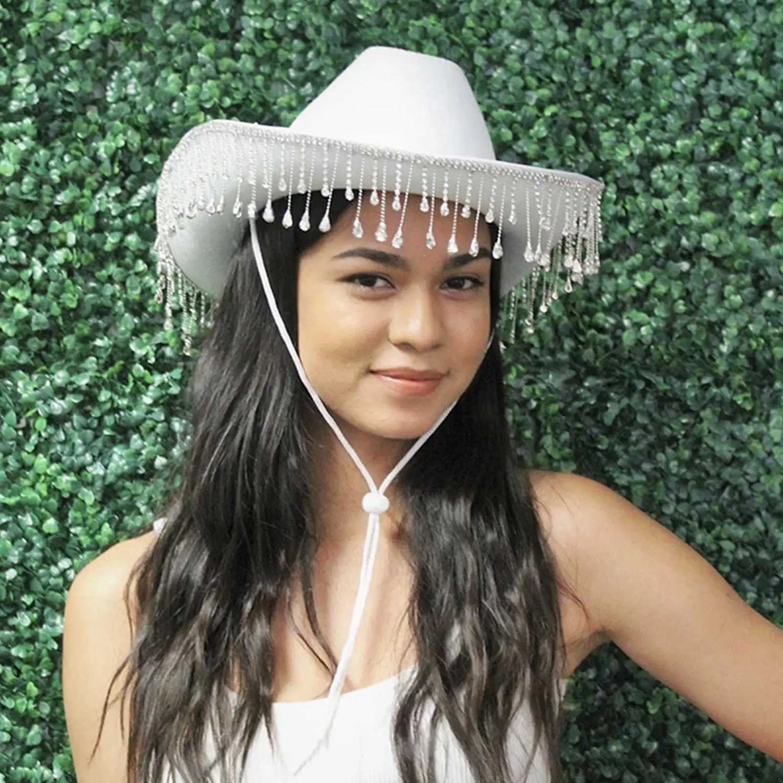 White Bride Crystal Cowboy Hat Cowboy Hat Party Prefers Adult Women W241225