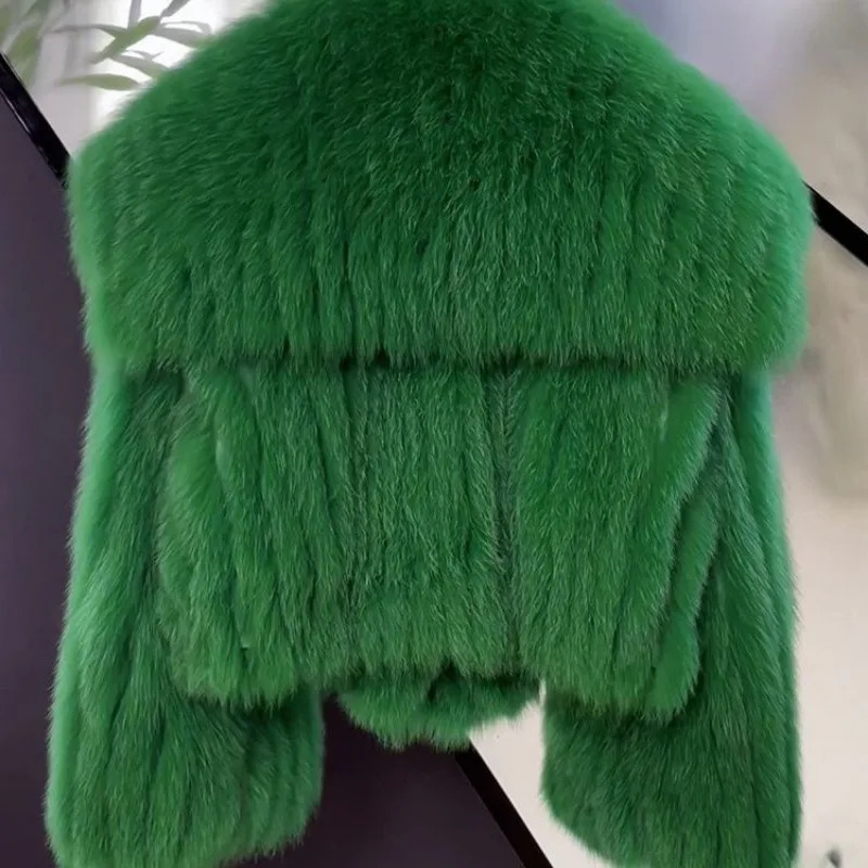 2024 Winter Women Fur Jacket Top Woven Eco Friendly Short Coat 241223