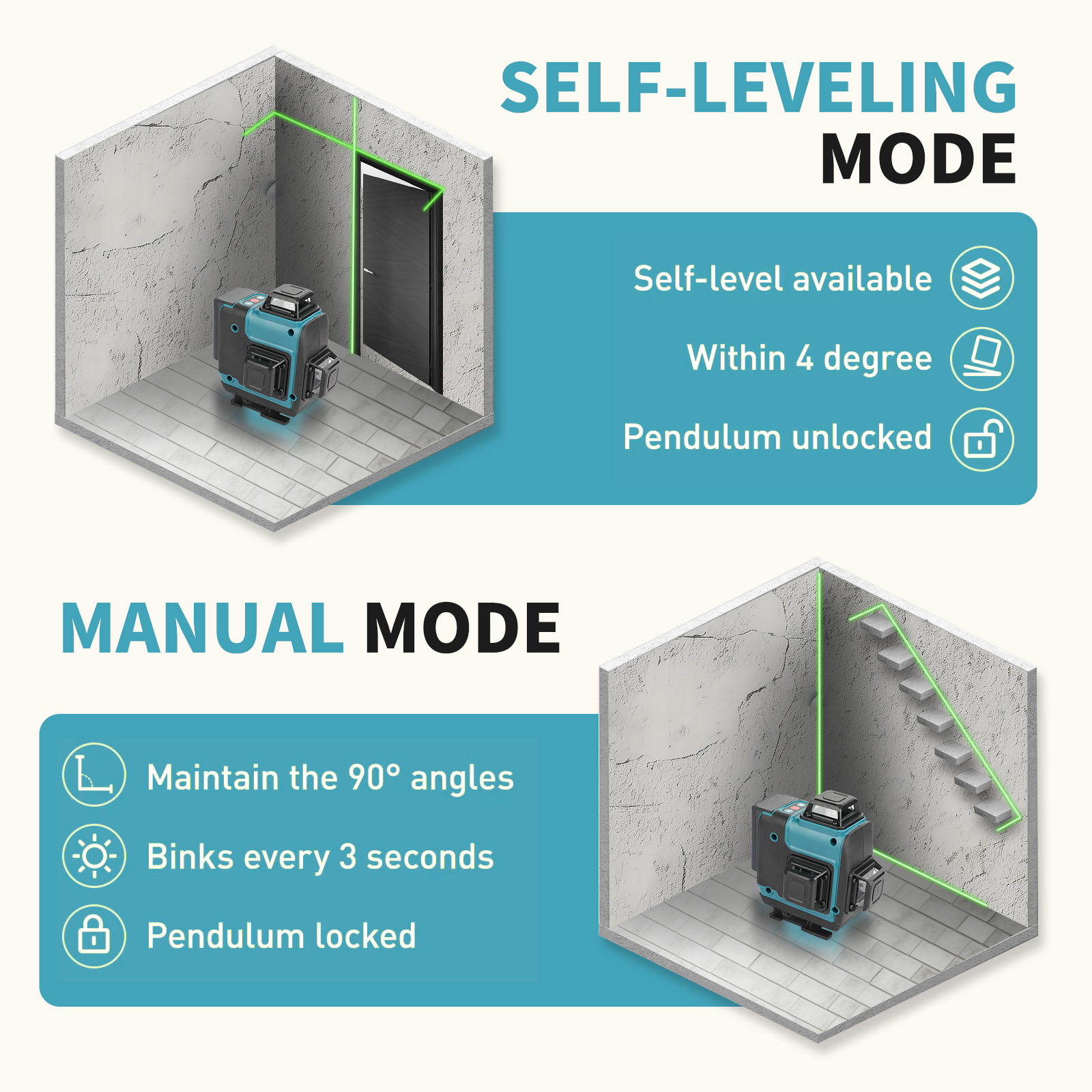 Durable Makita 16-Line 360 Degree Adjustable Laser Level with Horizontal and Vertical Alignment