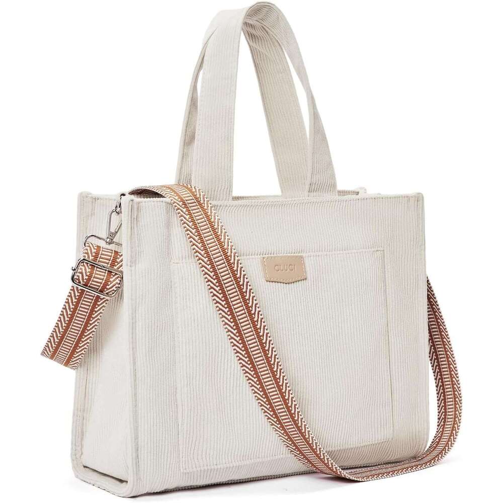 Corduroy For Women Casual Zipper Tote Fashion Shoulder Handbag Hobo Bag