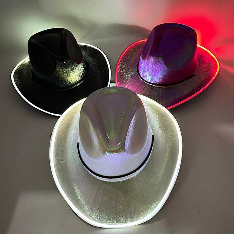 Wirel Glowing Cowboy Hats Concert Masquerade Bar Cowboy Supplies Bride To Be Hat Woman Disco Bride LED Cowboy Hat W241225