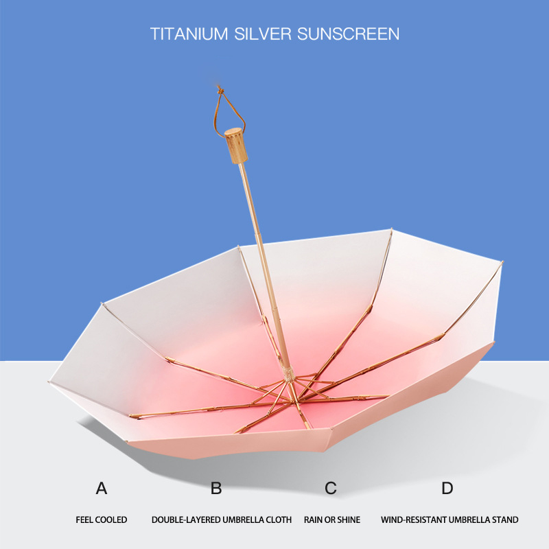 Elegant Dual Function Triple Fold Umbrella with Sun Shield and Anti-UV Features