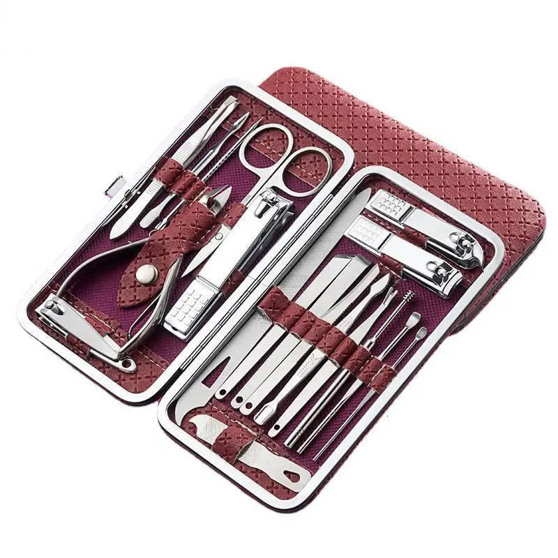 19PCS Manicure Set Pedicure Nail Scissors Tool Nail Clipper Set Stainless Steel Manicure Cutter Trimmer Ear Spoon Nail Clipper 241225