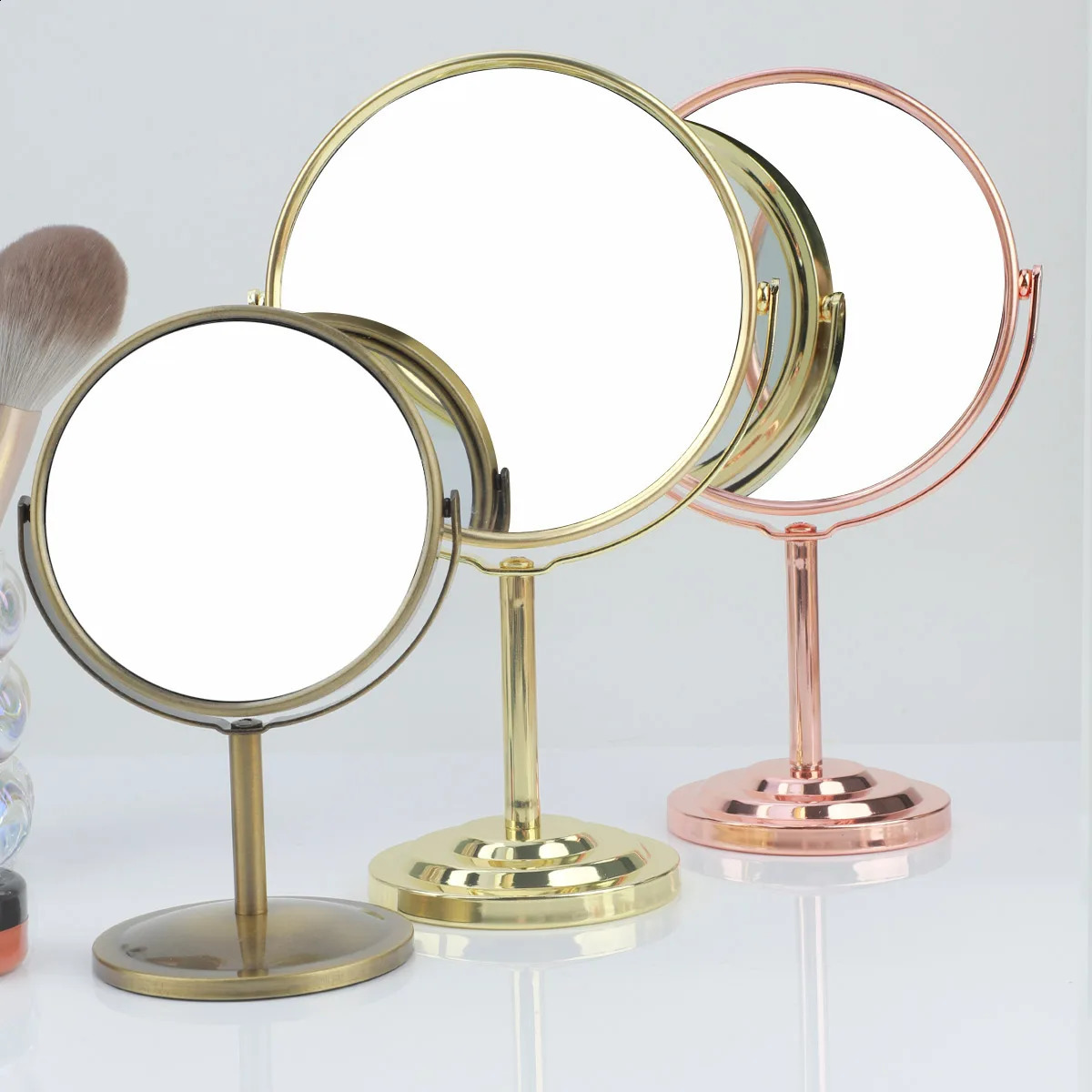 3/4/5in Double-Side Makeup Mirror With 2X Magnification Clear Reflection And Easy To Carry Desktop Vanity Mirror With Stand 241226