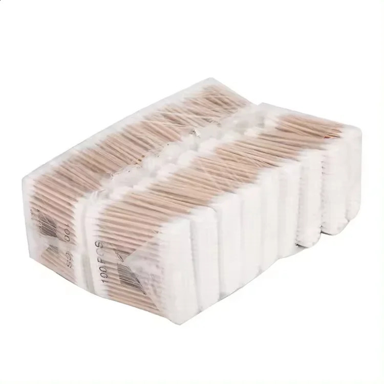 High Quality 100Pcs Wooden Bamboo Swabs Disposable Biodegradable Cotton Swabs Sticks Baby Ear Cotton Buds Q Tips Cotton Swabs 241226
