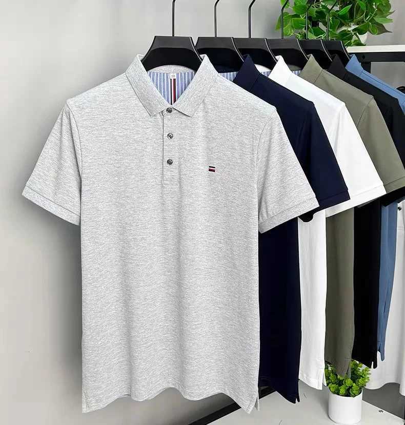 New Embroidered Mens Pure Cotton Popsicle Cotton Hot Selling Polo Shirt Summer New Business Casual Breathable Mens Polo ShirtXJ241225
