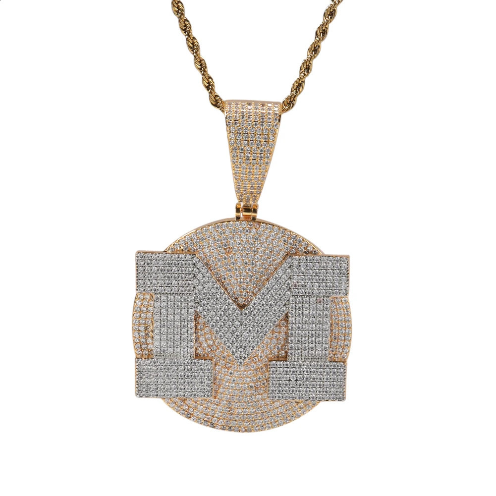 Hip Hop Custom Name Large AZ Letters Round Pendant Necklace 5A Zircon Jewelry 241226