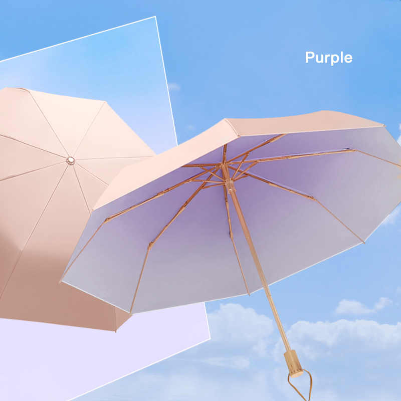 Elegant Dual Function Triple Fold Umbrella with Sun Shield and Anti-UV Features