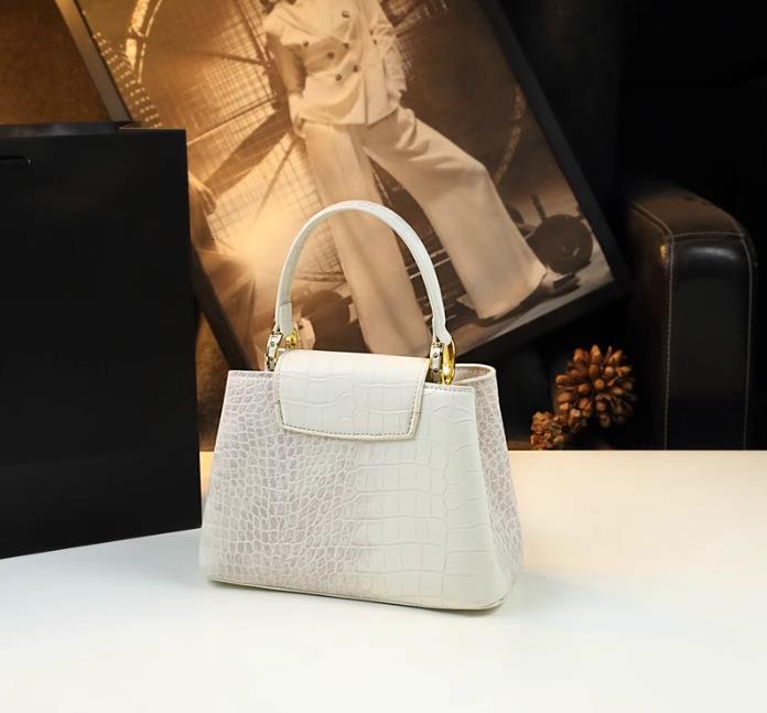 Fashion White Leather Women Handbags 2024 New Female Small Shoulder Messenger Bag Crossbody Portable Shell Bags