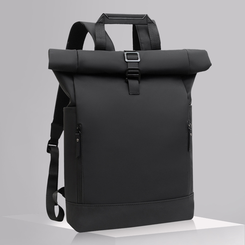 Men's Large Capacity Business Casual Laptop Backpack,Waterproof Travel Backpack for Men with Roll-leather,Men's Commuter Roll-leather Data B