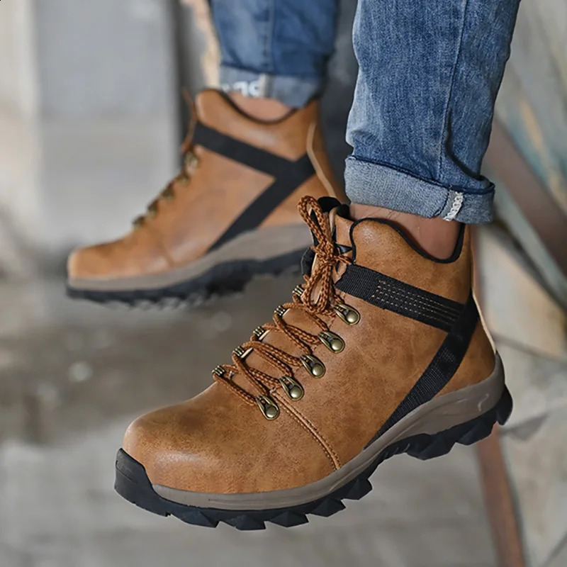 Work Safety Shoes Mens Protective Boots Anti-smash Steel Toe Work Boots Waterproof Boots Anti-stab Work Sneakers Non Slip Male 241226