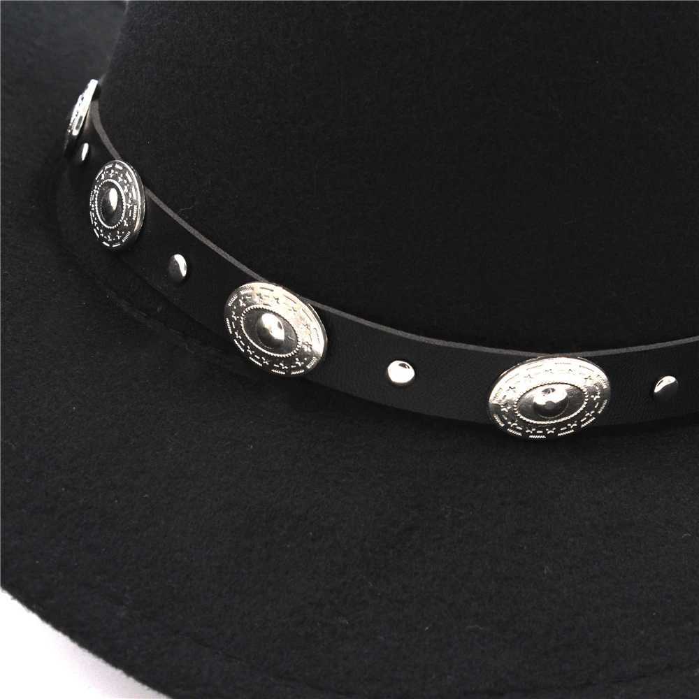 Vintage Wool Childrens Western Cowboy Hat Boys and Girls Wide Brim Cowboy Girls Jazz C Belt Leather Toca Sombrero C 54CM W241225