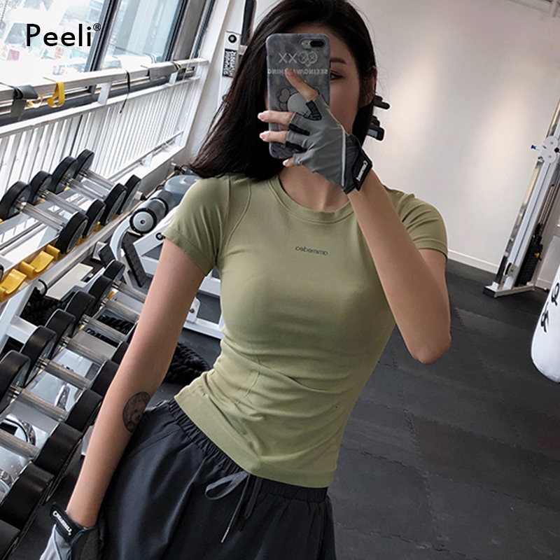 Peeli Short Sleeve Running Gym Breathable Yoga Tops 2022 T Shirts Sports Jersey Women Tank Top Fiess Female Sportswear