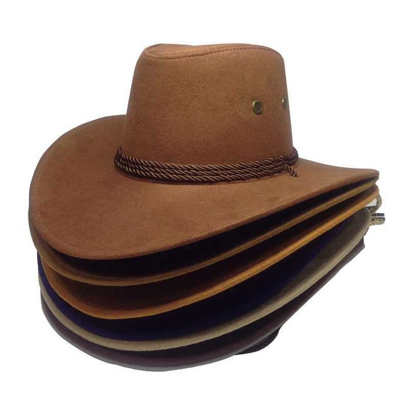 Classic Big Brim Cowboy Hat Mens Retro Outdoor Sunscreen Cs Neutral W241225