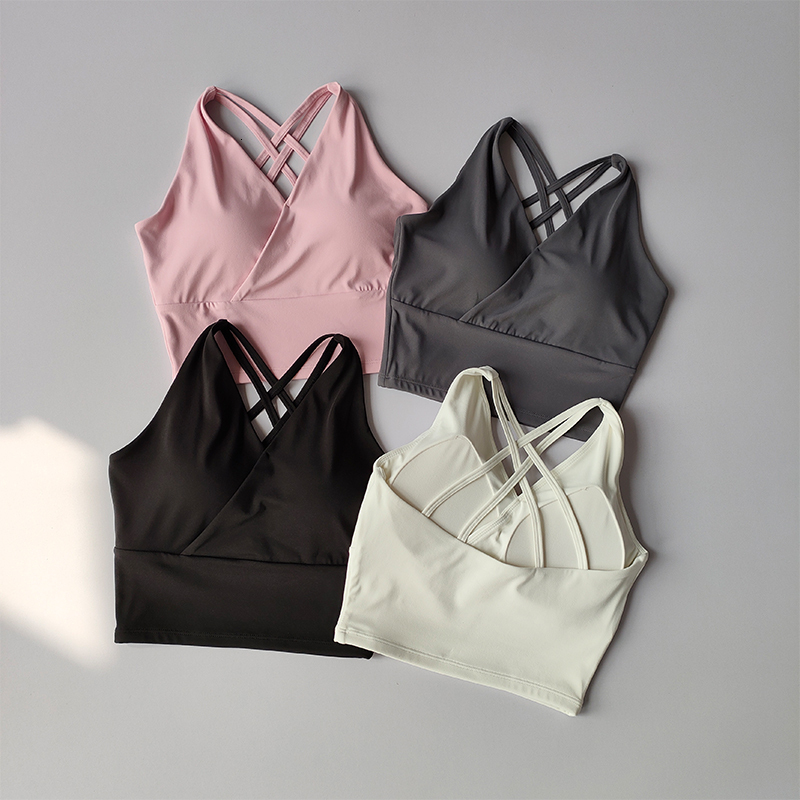 High-End Sports Anti-Sweat Fiess Seamless Yoga Shockproof Crop Women Push Up Bras Sport Bra Gym Workout Top