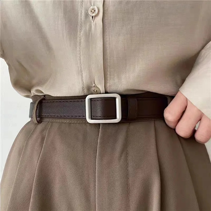 Vintage Pinless Buckle Belts for Men Women Casual Clothing Accessories Fashion Adult Black PU Leather Female Y2k Belt for Jeans 241226