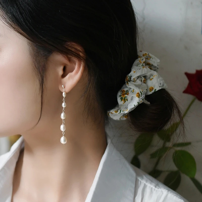 ASHIQI White Freshwater Pearl Long Tassel Earrings for Women with 925 Sterling Silver Handmade Fashion Jewelry Gift 241226