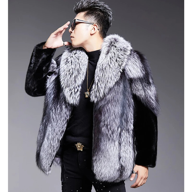 Mens short fur coat winter warm fat jacket loose casual mink 241223Z