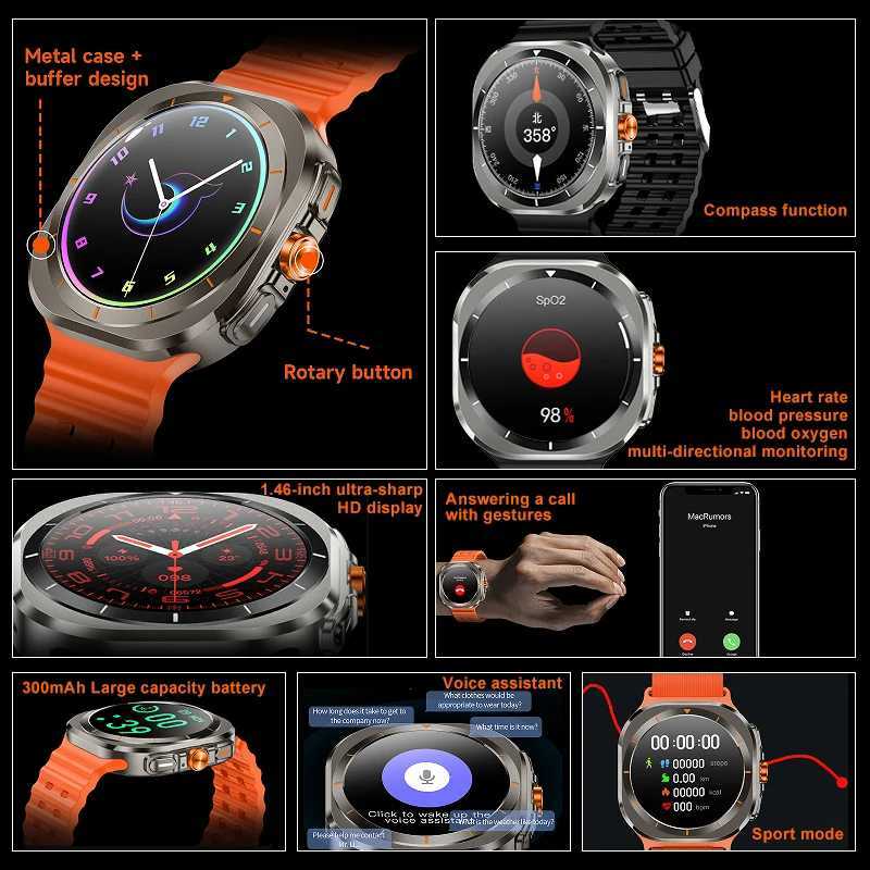 New Z7 Ultra smartwatch with 1.46-inch AMOLED high-definition screen wireless connections calling multifunctional sports GPS tracking compass SOS smar