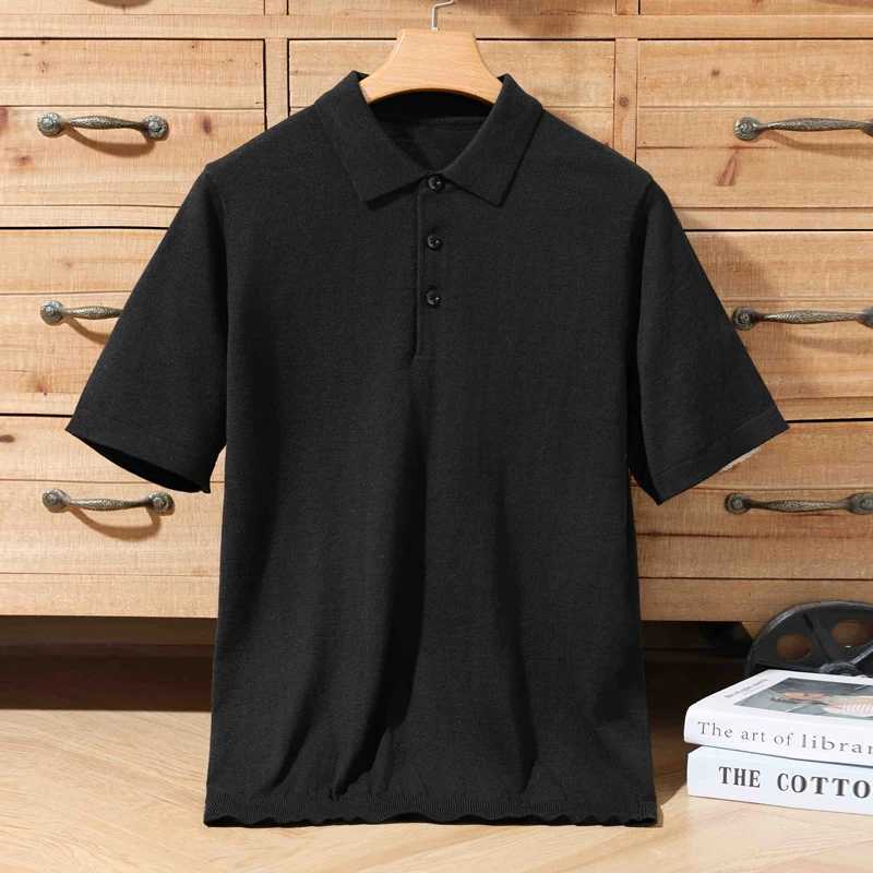 S-XXXL mens polo shirt 100% pure cashmere short sleeved sweater casual high-end knitted thin cashmere sweater T-shirt W241226