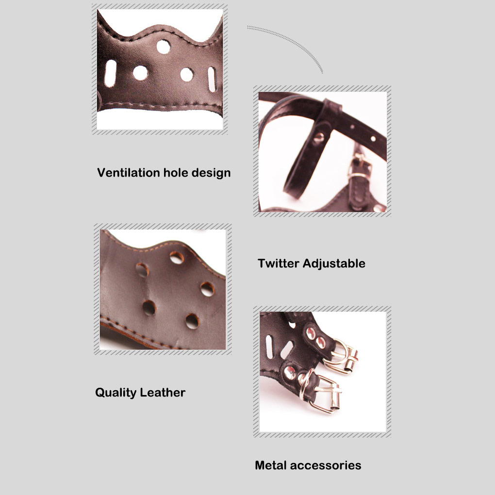 Dog Mouth Cover Portable PU Leather Muzzles Wear-resistant Waterproof Anti-Bite Sleeve Bark Arrester Metal Accessories XL