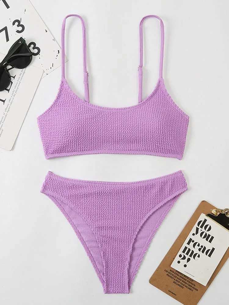 OIINAA swimsuit womens sexy pink swimsuit wave striped bikini set split two-piece Biquinis summer fashionable womens beach wearW241225