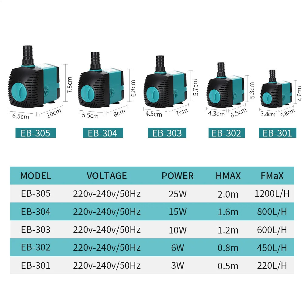 Ultra-Quiet 3-60W Submersible Water Fountain Pump Filter Fish Pond Aquarium Water Pump Tank Fountain EU US 220V-240V 241225