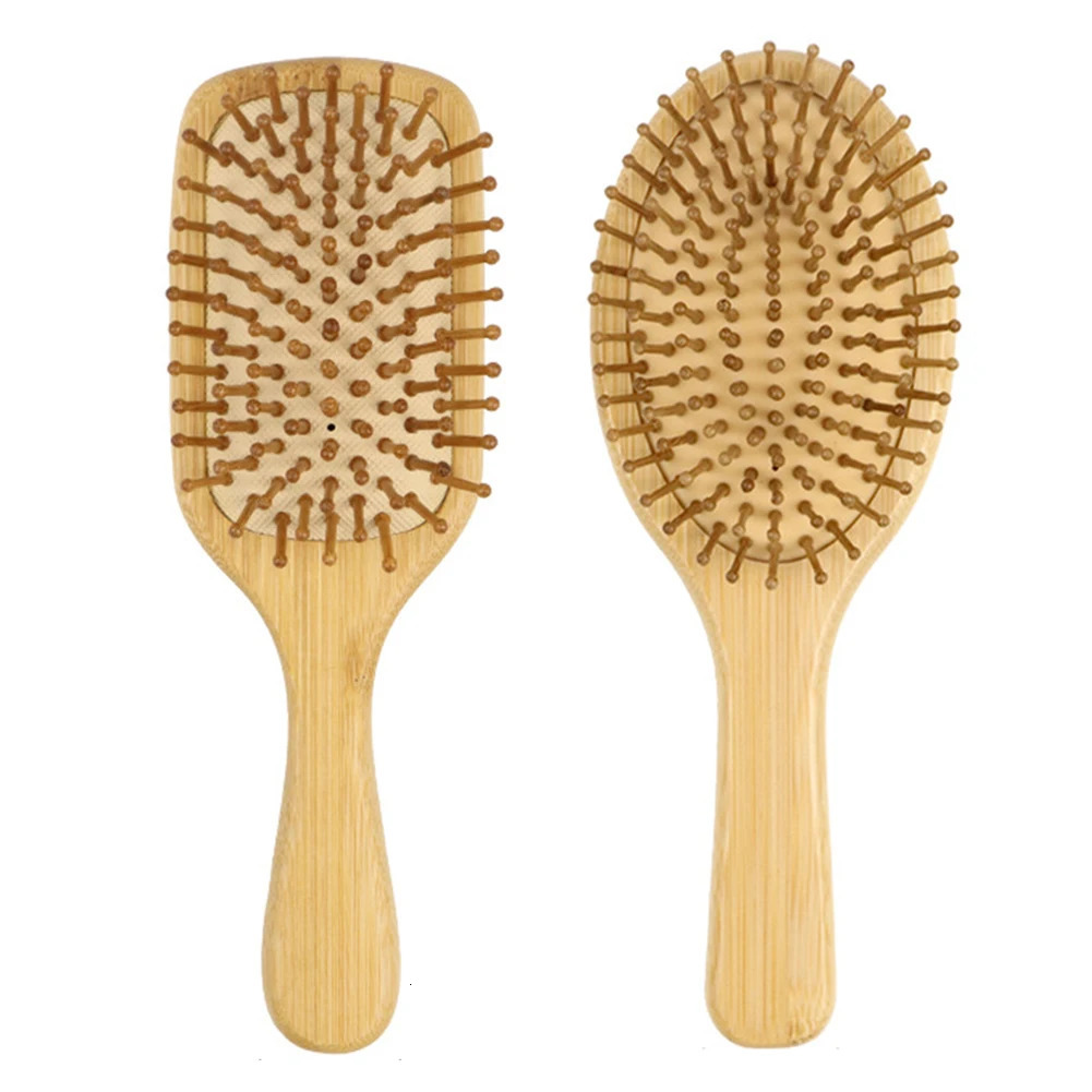 Detangling Hairbrush Bamboo Bristles Detangling Hairbrush Improves Hair Texture Massage Scalp Natural Wooden for All Hair Types 241225