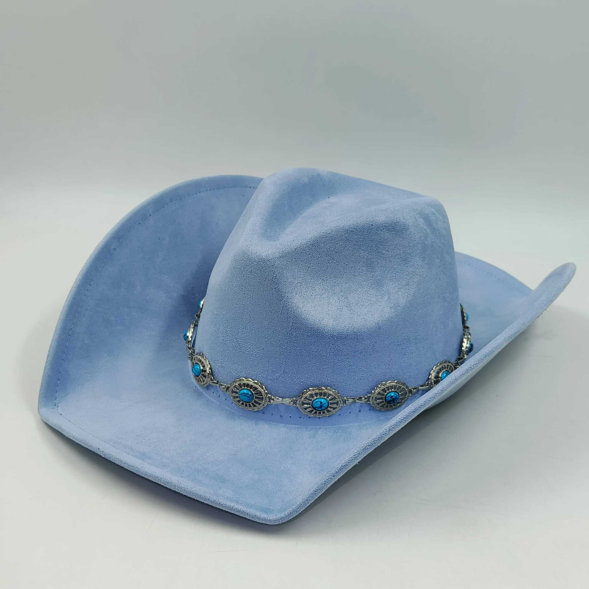 Turquoise cowboy hat vegan hat mens jazz hat suede cowboy hat wide brown fashion Fedora hat solid color Panama grass hat W241225