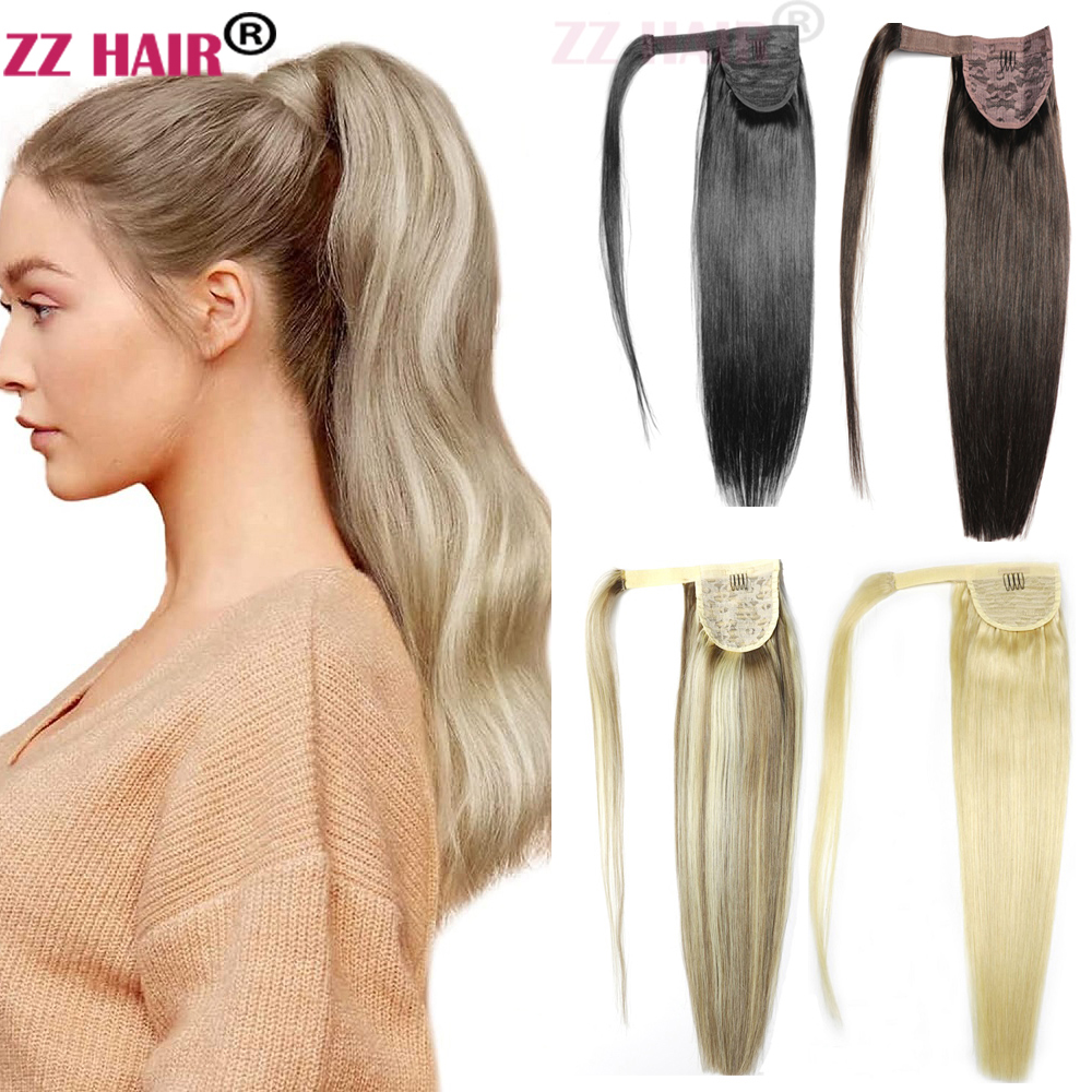 16-28 inches Magic Wrap Ponytail Horsetail 80g-160 Clips in/on 100% Brazilian Remy Human hair Extension Natural Straight