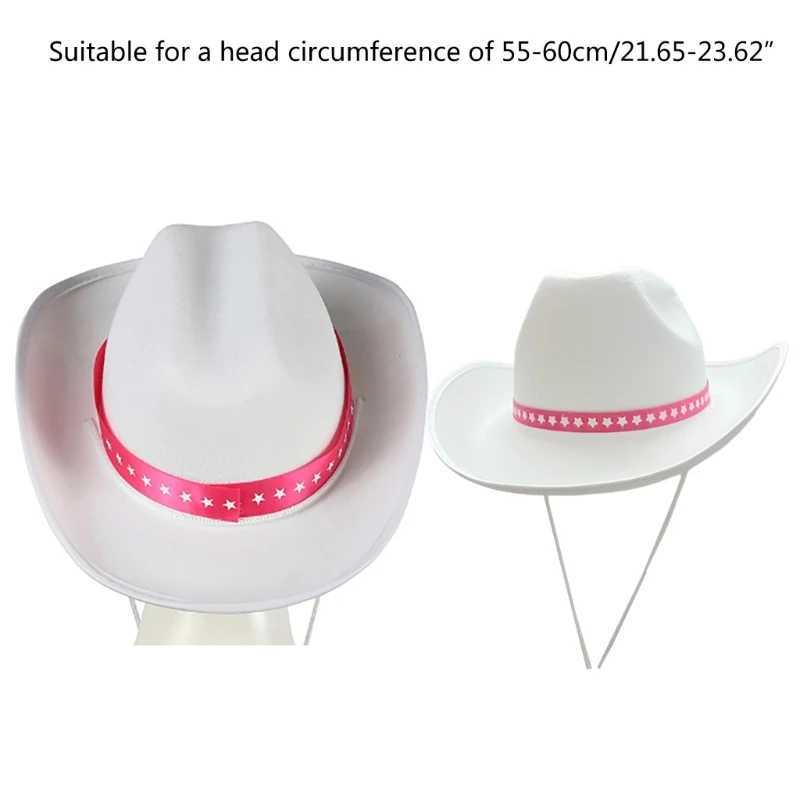White Hat Costume Accories Western Cowboy Hat Multipurpose Decoration for Kid Girl Costume Cosplay Props Ornament W241225