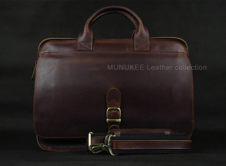Genuine Leather Men Briefcase Business Bag Leather portfolio Laptop Bag Shoulder Messenger Bag male Document Office bag 241225
