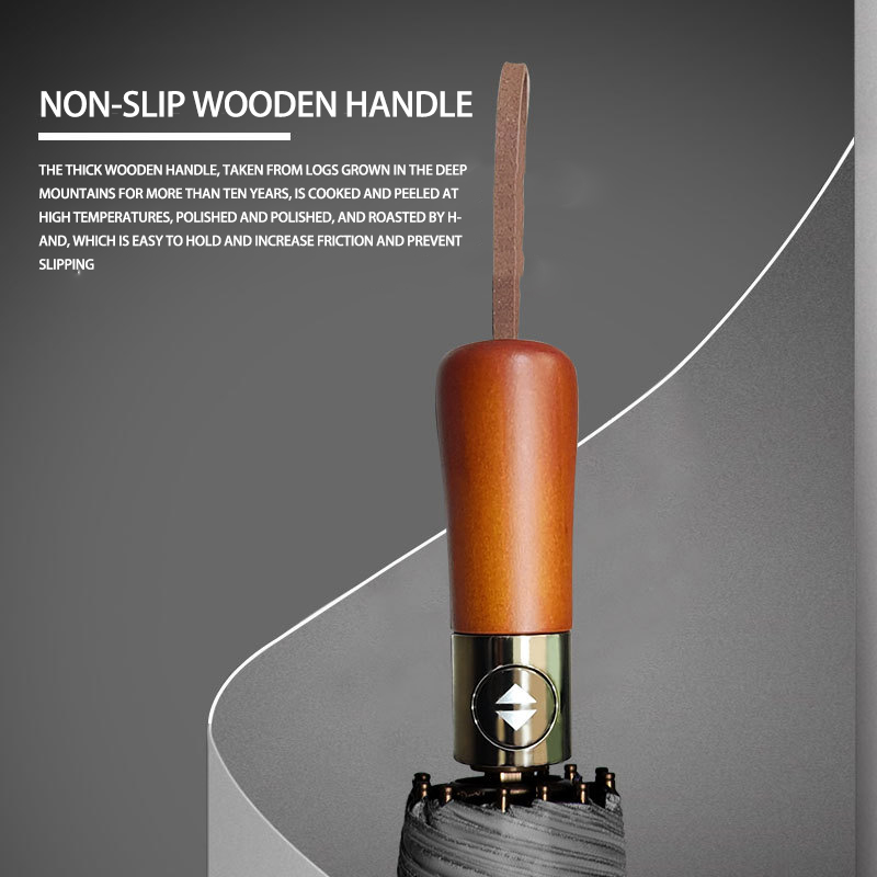 Automatic Advertising Umbrella with Sturdy Wooden Handle Ideal for All Weather Conditions