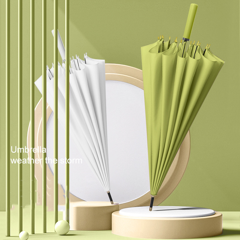 Wholesale Monochrome Long Handled Umbrellas - Elegant Leather Wrapped Handle