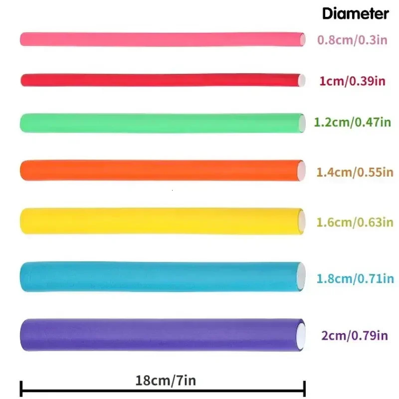 42Pcs Flexible Hair Curling Rod Heatless Hair Curler No Heat Hair Rollers Soft Foam Bendy Twist Curls Flexi Rods Tools 241225