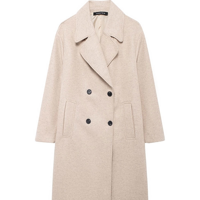 TRAFZA 2024 Autumn Women Loose Coat Lapel Double Breasted Long Sleeve Jacket Winter Warm Thick Vintage Solid Trench Outwear y241225