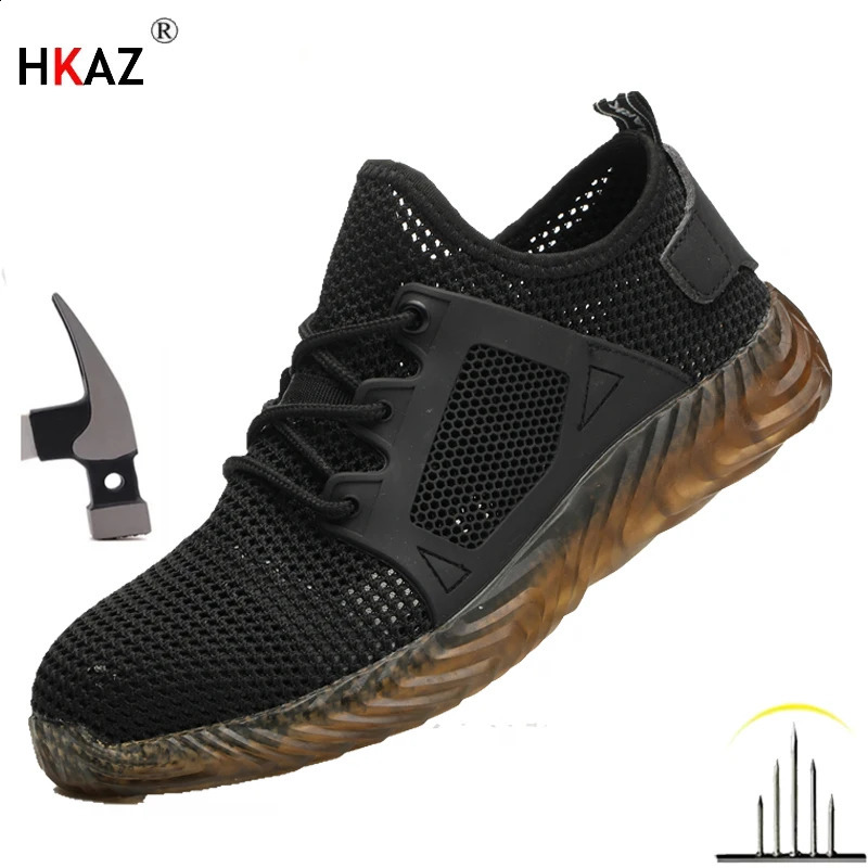 Summer work shoes with iron toe anti puncture security shoes work sneakers for men anti-slip Lightweight safety shoes 241226