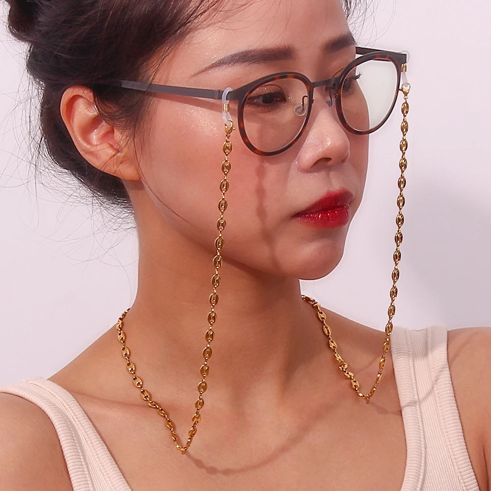 Waterproof Hypoallergenic Stainless Steel Gold Plated Link Chain Freshwater Pearl Chain Sunglasses Chain For Woman Accessories 241226