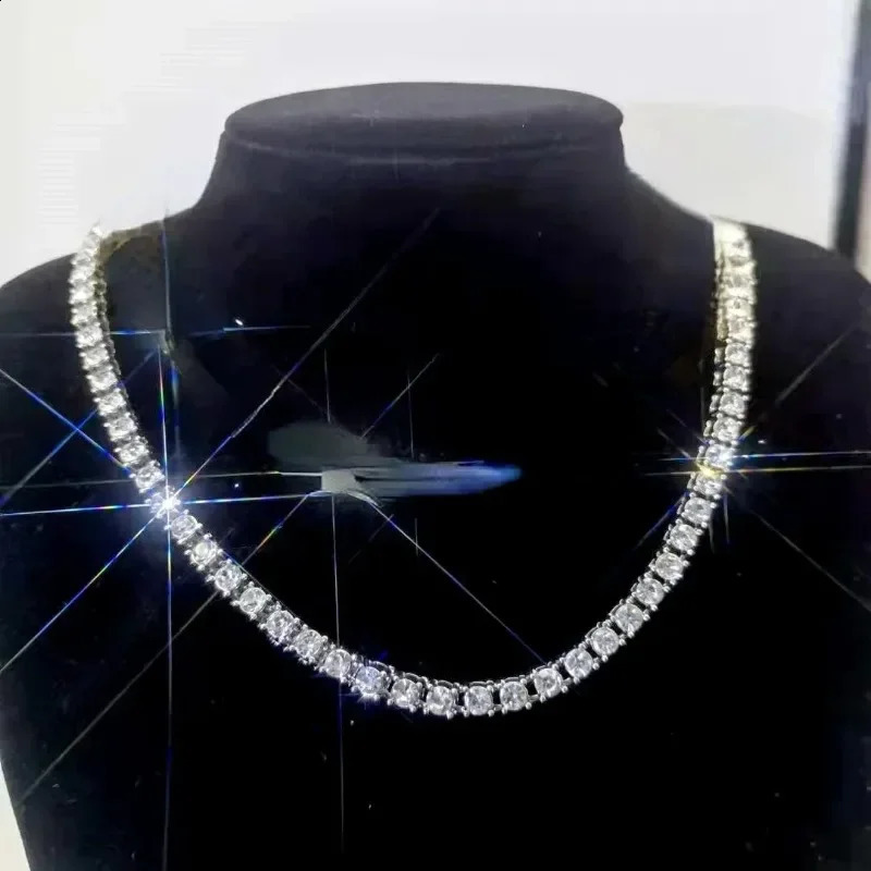 Hip Hop Jewelry 1 Row Iced Out Tennis Chain Bling CZ Men Diamond Cubic Zirconia Choker Necklace Women Drop 241226