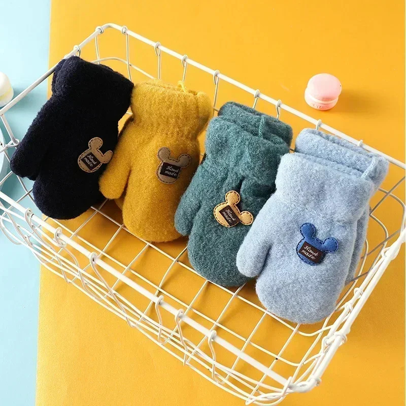 16 Years Old Baby Mittens born Children Kids Winter Gloves Mohair Plush Thick Boys Girls 241225