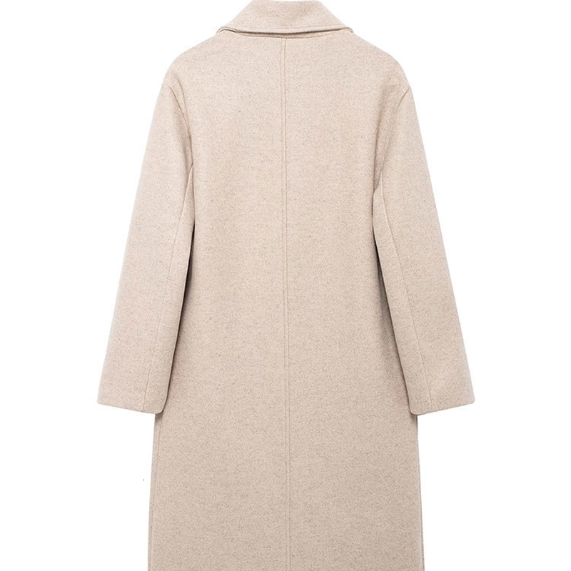 TRAFZA 2024 Autumn Women Loose Coat Lapel Double Breasted Long Sleeve Jacket Winter Warm Thick Vintage Solid Trench Outwear y241225