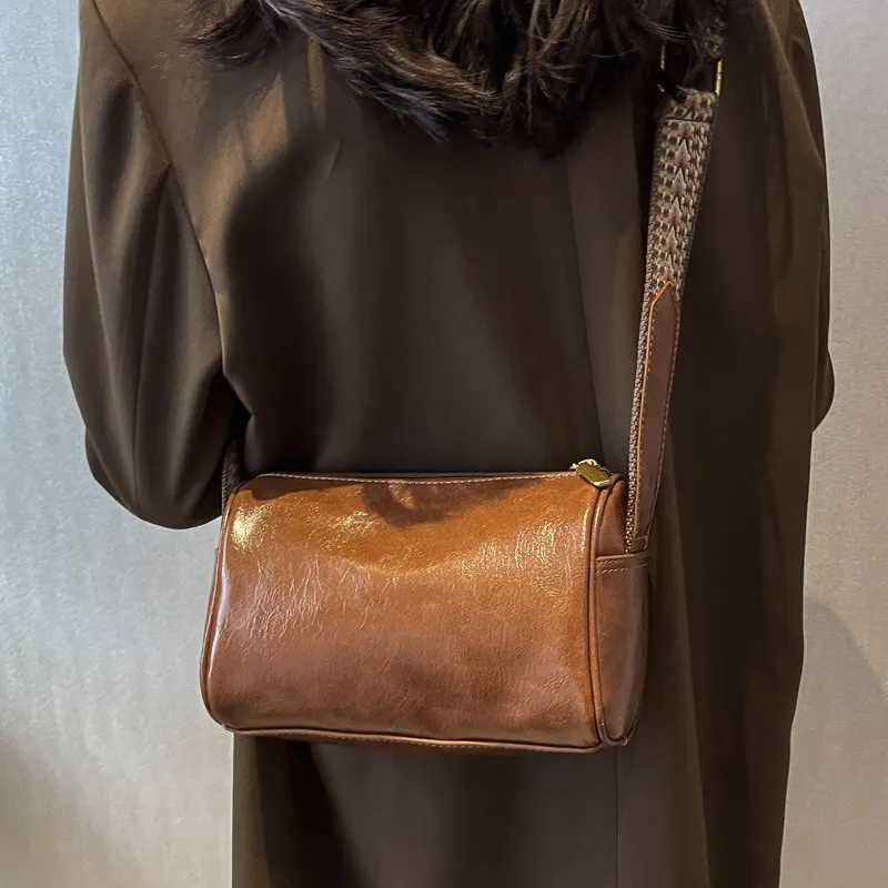 Women Vintage PU Leather Bost Small Handbags and Purse Fi Designer Crossbody Bag Female Casual Travel Pillow Shoulder BagXJ241225