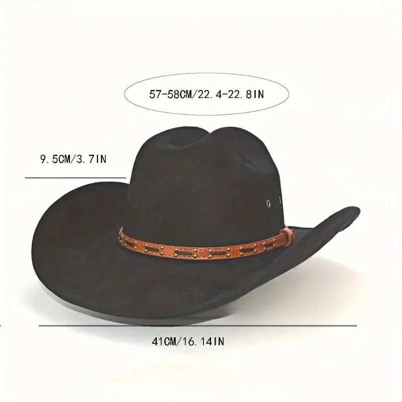 Advanced synthetic leather cowboy hat with classic red brown retro bronze accent retro style including enhanced support and gift box W241225