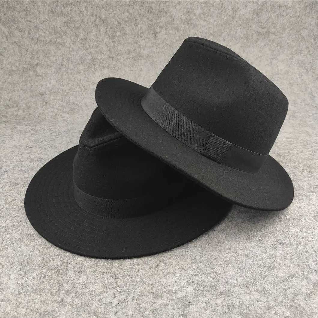 Large wool Fedora hat autumn luxury mens top hat Tren official wedding decoration black Panama C Fedoras Gorras W241225