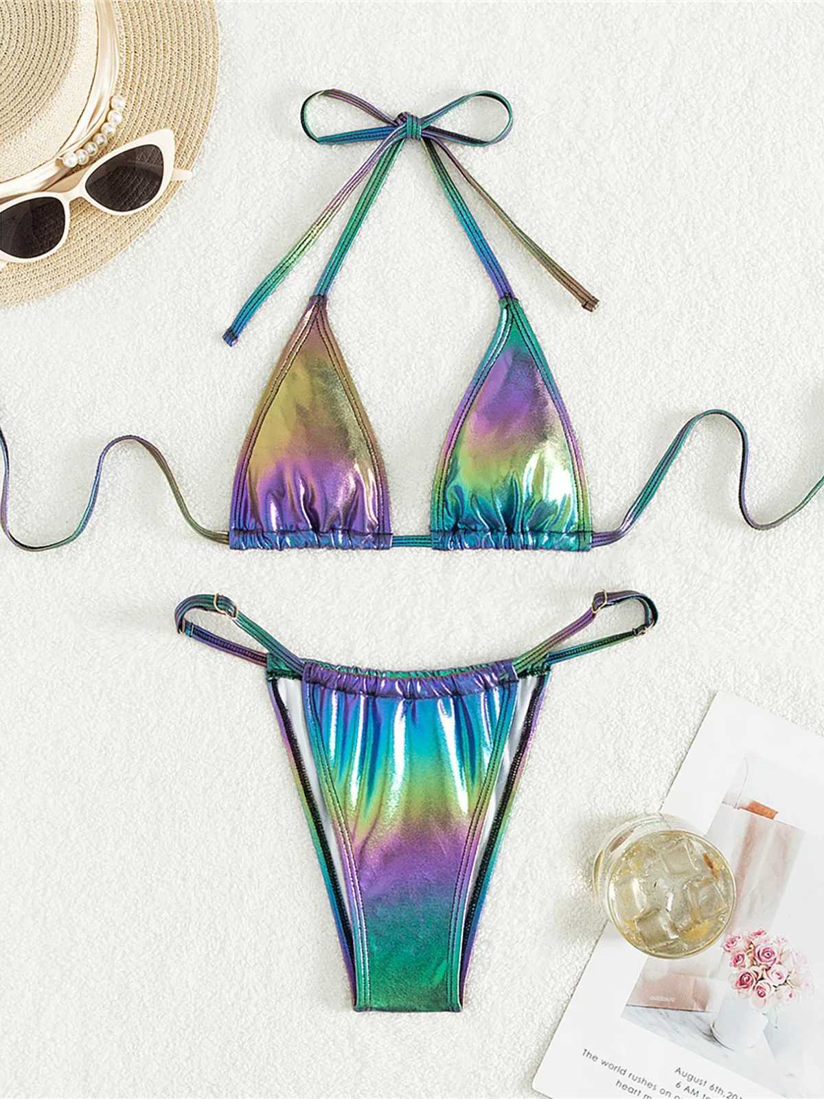 XS-L PU synthetic leather suspender high leg cut bikini womens swimsuit two-piece bikini set bathroom set K5308W241225