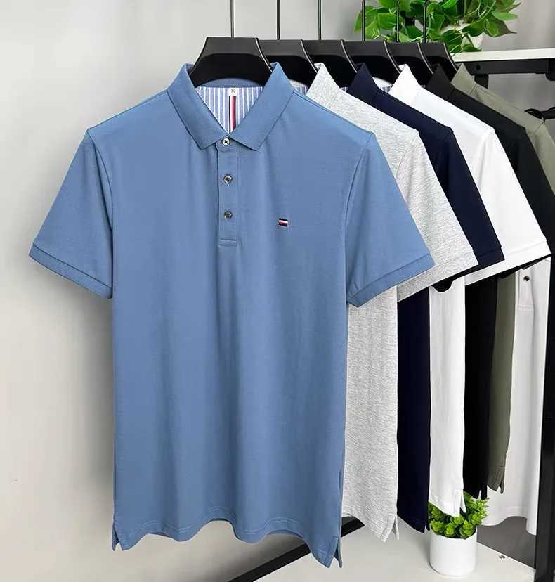 New Embroidered Mens Pure Cotton Popsicle Cotton Hot Selling Polo Shirt Summer New Business Casual Breathable Mens Polo ShirtXJ241225