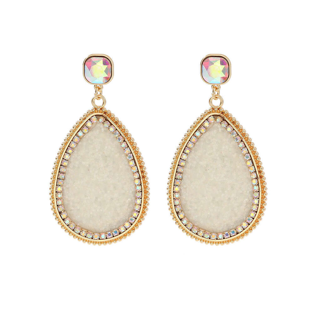 Hot selg creative alloy studded colorful dia earrings for women, exaggerated and high-end water droplet shaped ear accessories